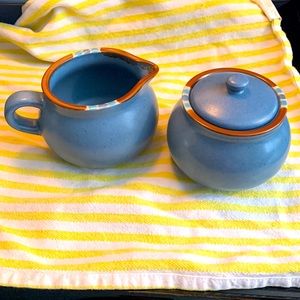 Dansk Mesa Blue creamer and sugar bowl